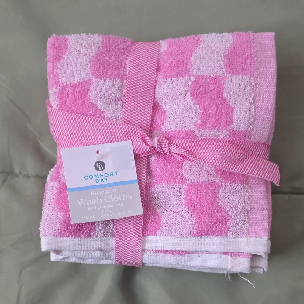 Comfort Bay Pink Patterned Wash Cloths